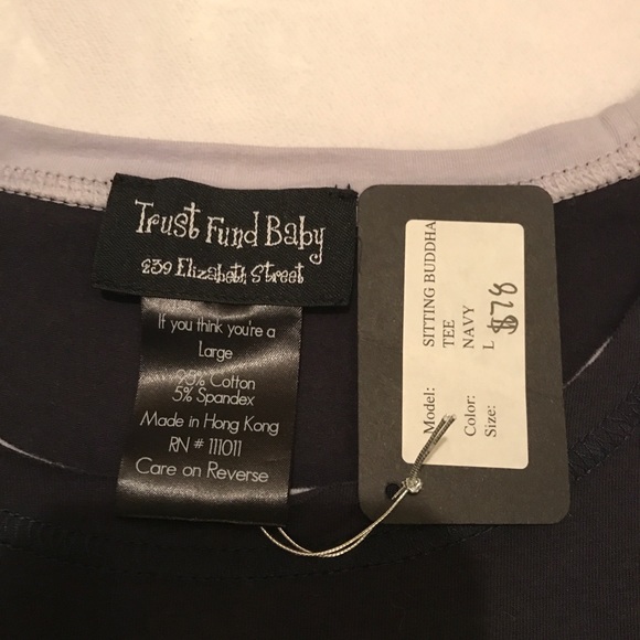 Trust Fund Baby long sleeve Tshirt graphic Sitting Buddha S L XL Navy Cotton NWT - Picture 6 of 7